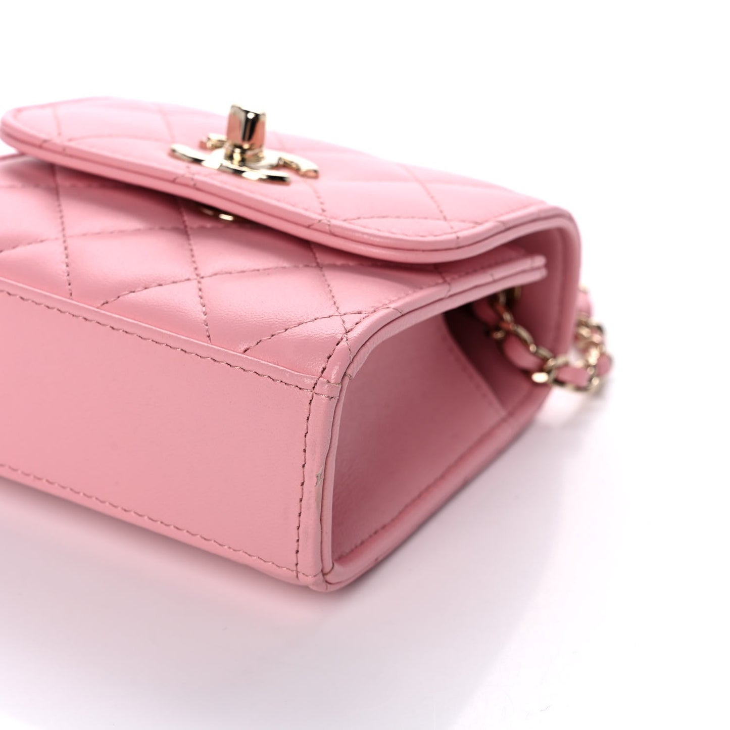 Lambskin Quilted Mini Trendy CC Clutch With Chain Pink