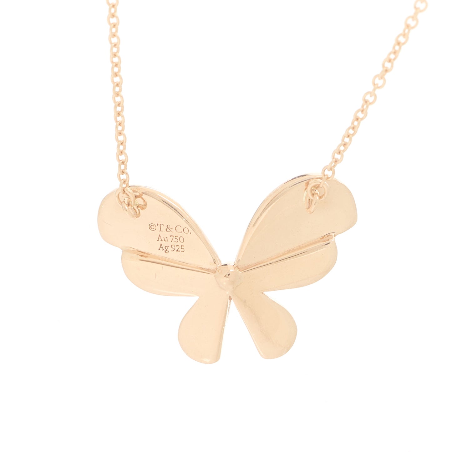 18K Rose Gold Sterling Silver Return to Tiffany Love Bugs Butterfly Pendant Necklace