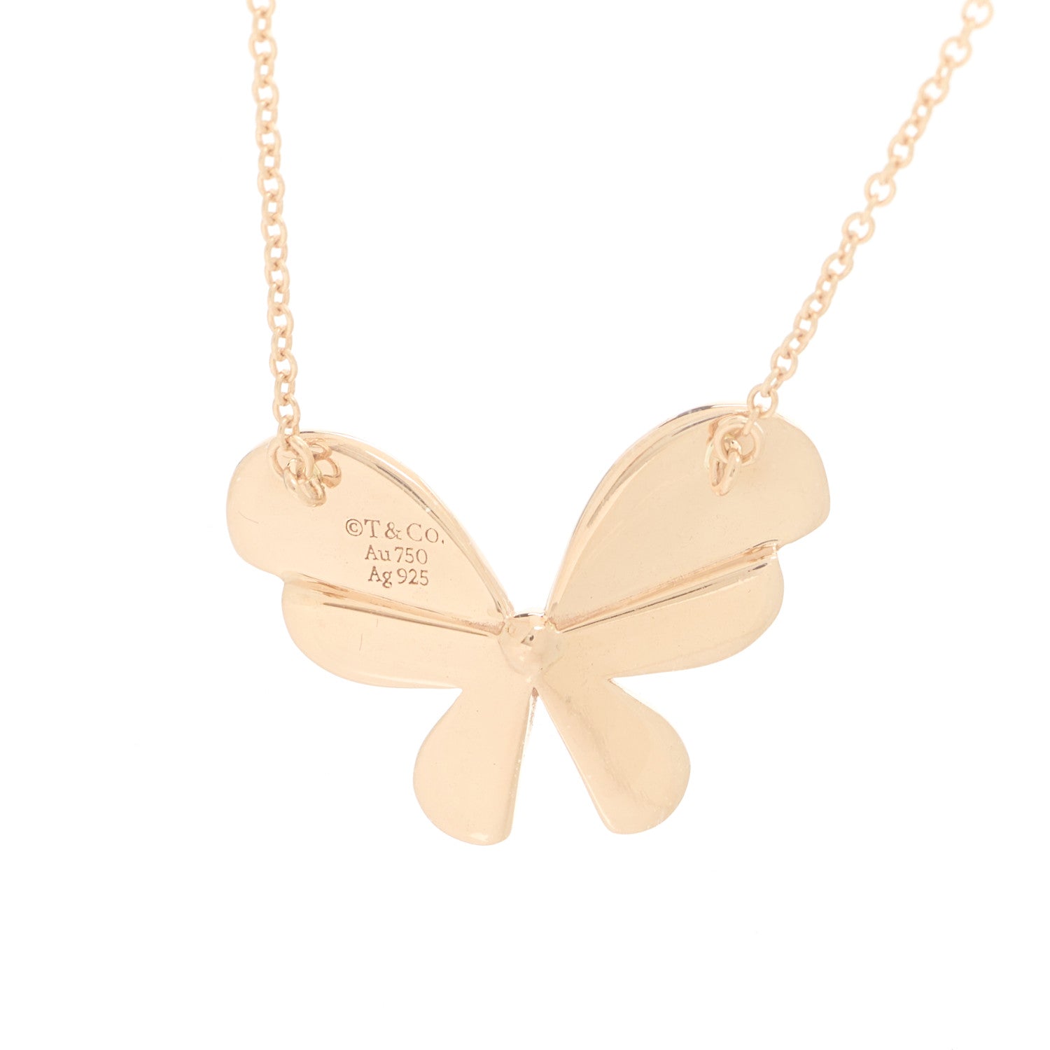 Tiffany 18K Rose Gold Sterling Silver Return to Tiffany Love Bugs Butterfly Pendant Necklace 6 of 8