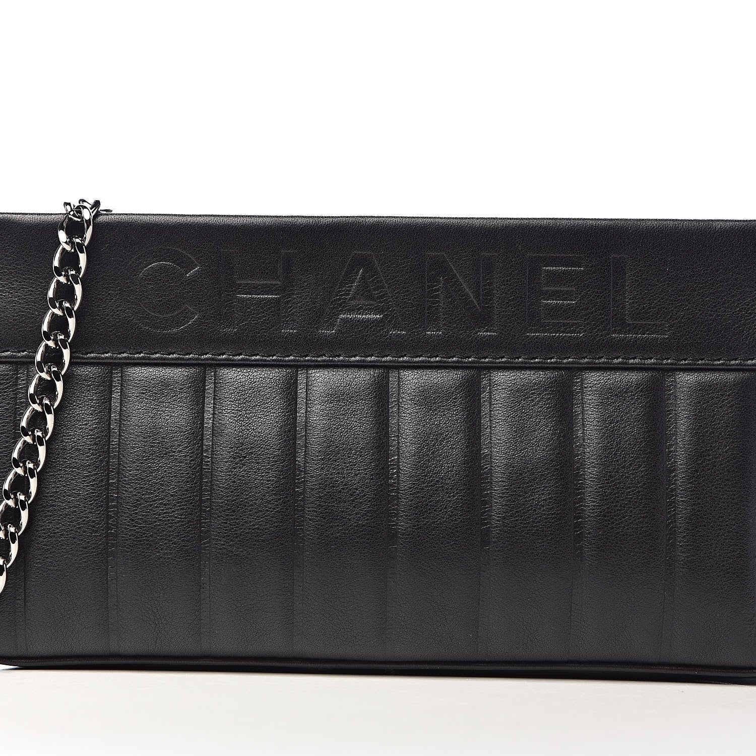 Chanel Lambskin Vertical Quilted Logo Shoulder Bag Black 11 of 11