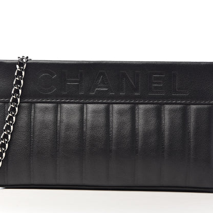 Chanel Lambskin Vertical Quilted Logo Shoulder Bag Black 11 of 11