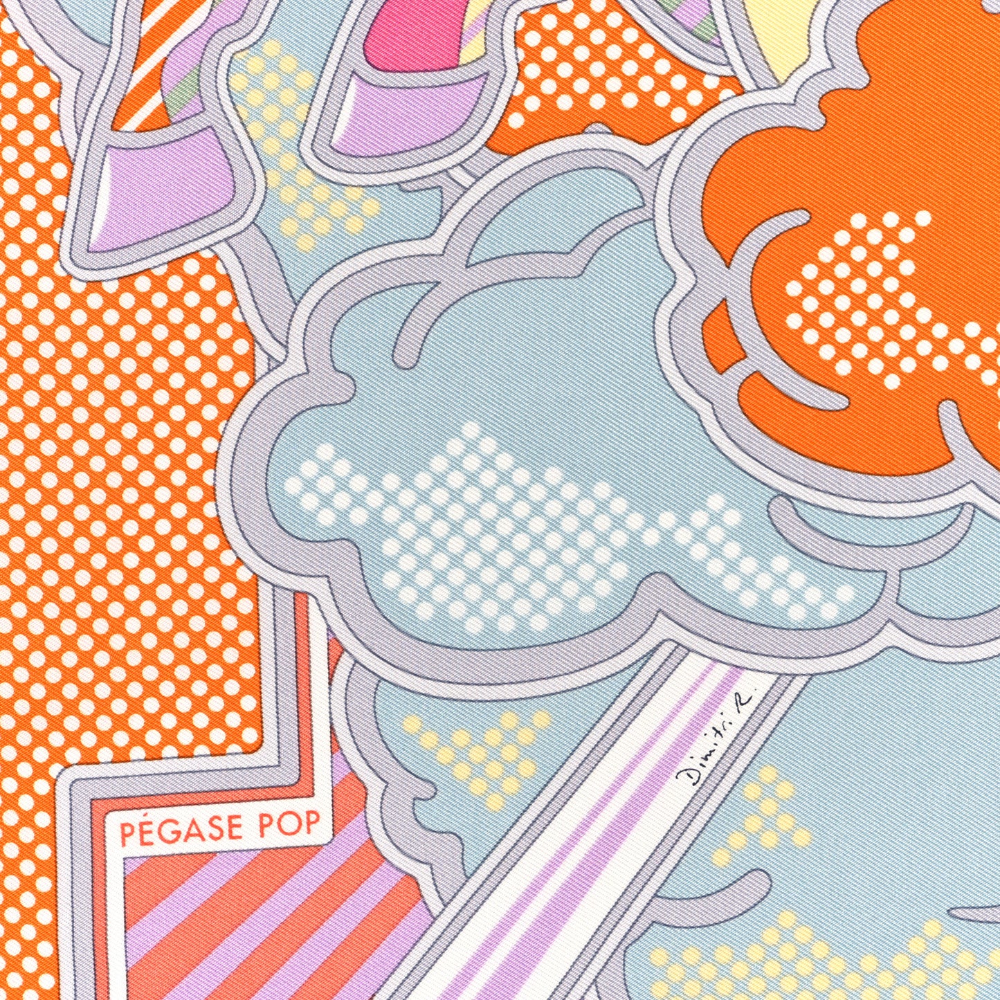 Silk Pegase Pop Pocket Square Orange