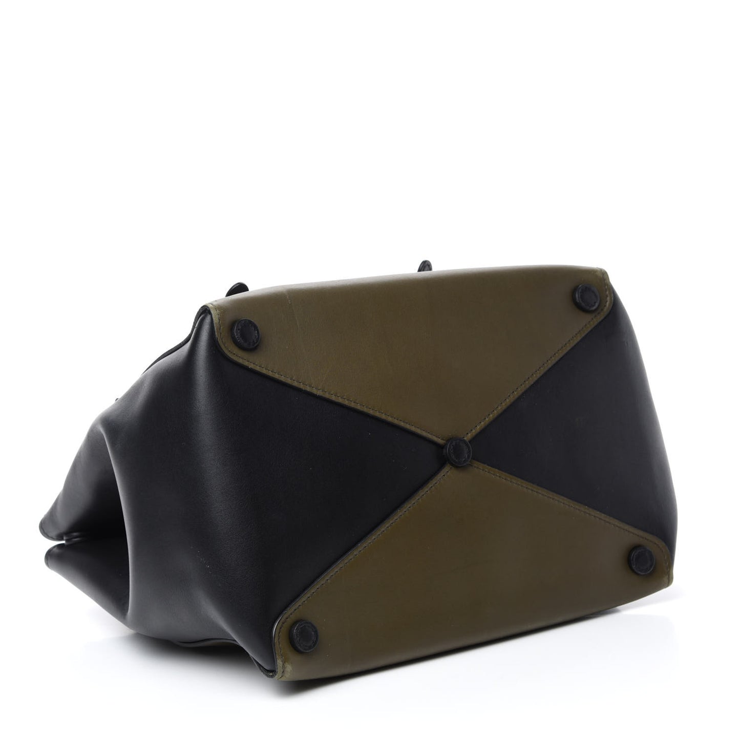 City Calfskin Convertible Top Handle Tote Militare Green Black