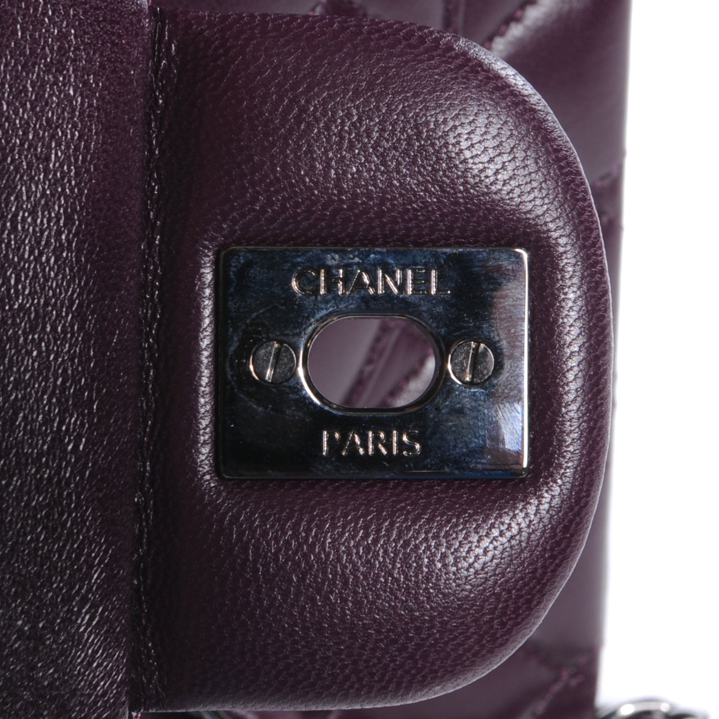 Lambskin Medium Double Flap Plum