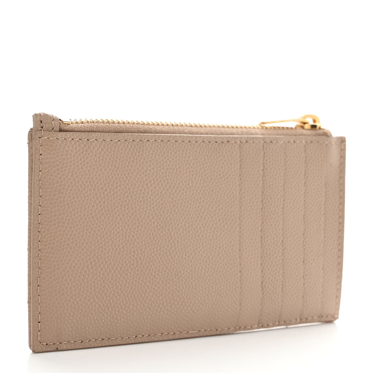 Saint Laurent Monogram Grain de Poudre 5 Fragments Zip Pouch Card Holder Dark Beige 3 of 8