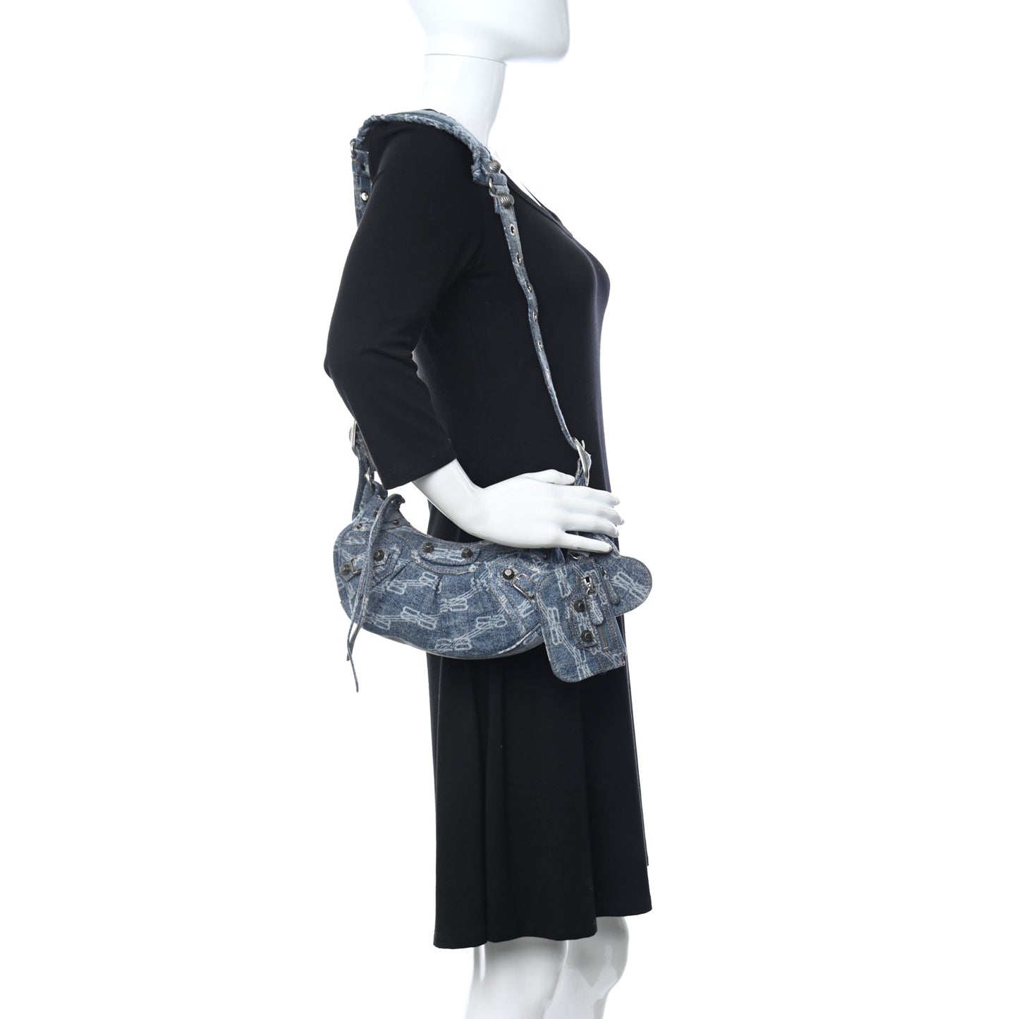 Bleached Denim BB Monogram Le Cagole Mini Purse With Chain Blue