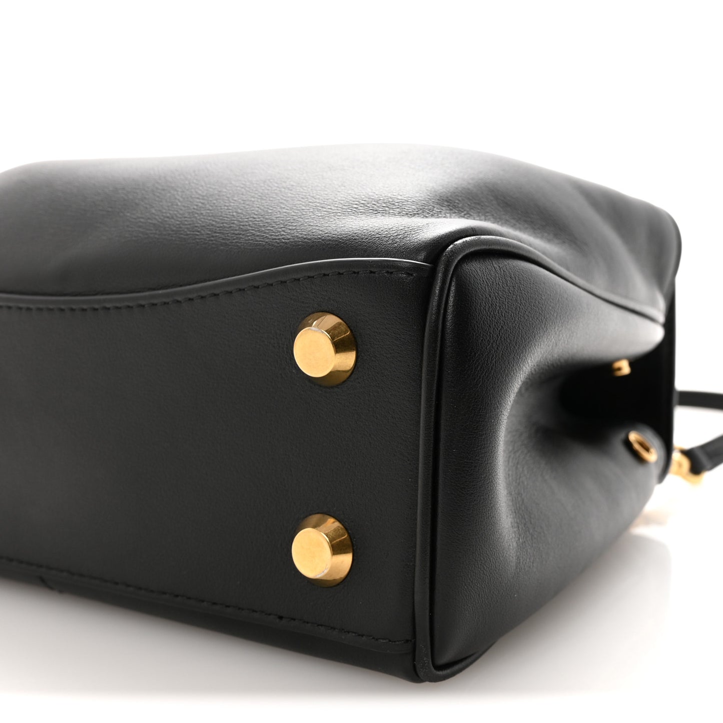 Natural Smooth Calfskin Mini Rodeo Top Handle Handbag Black