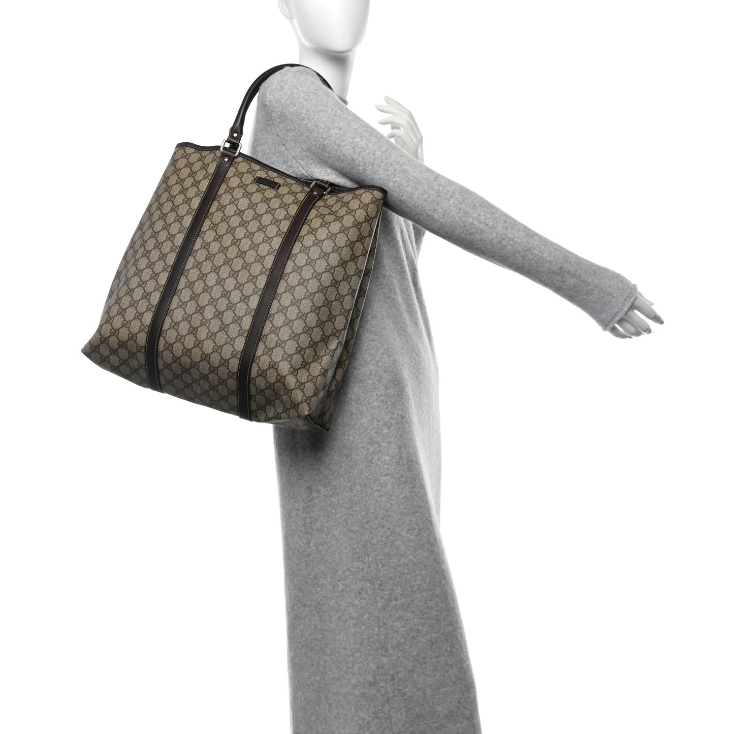 GG Plus Monogram Joy Vertical Tote Dark Brown