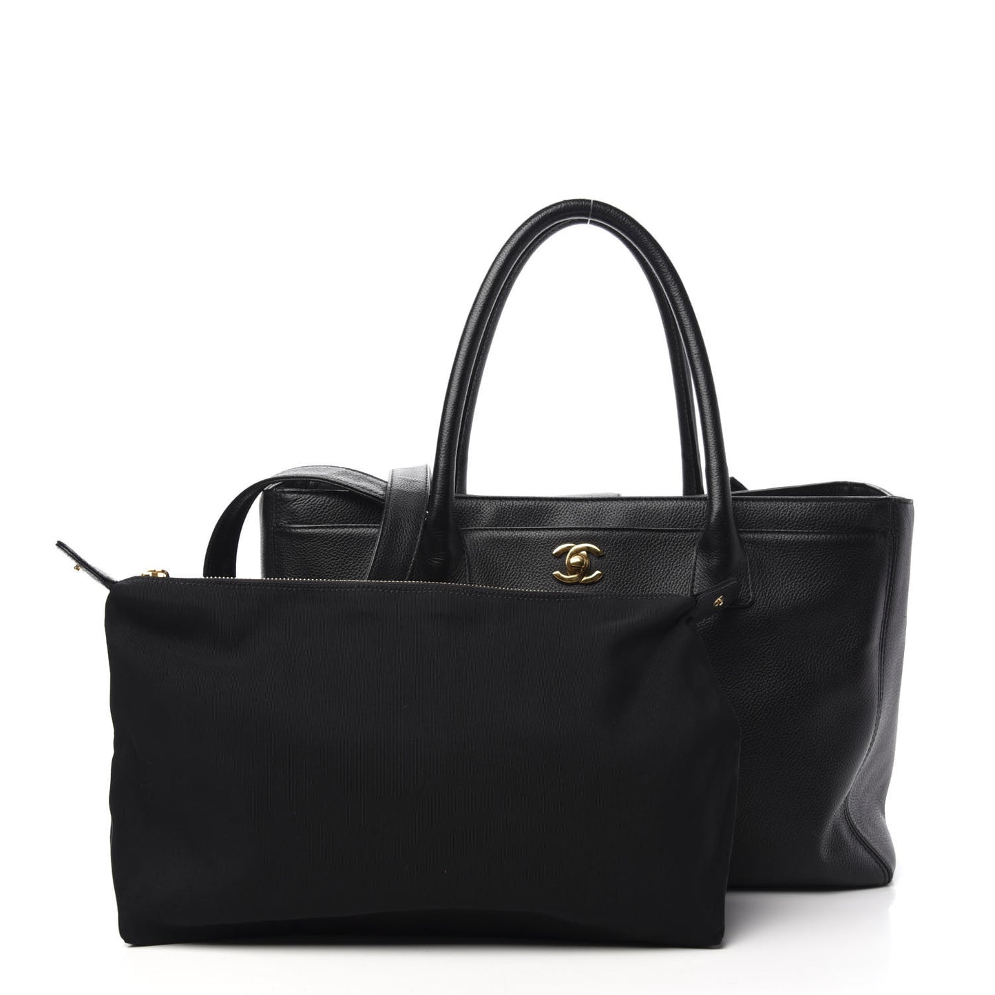 Calfskin Cerf Executive Shopper Tote Black