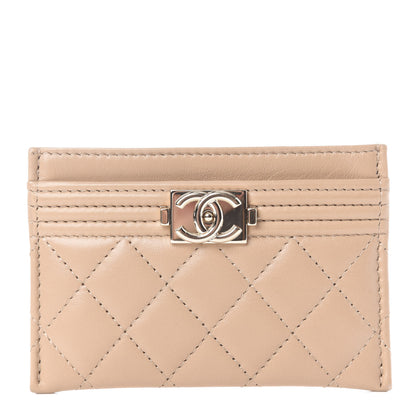 Chanel Lambskin Quilted Boy Card Holder Beige 1 of 8