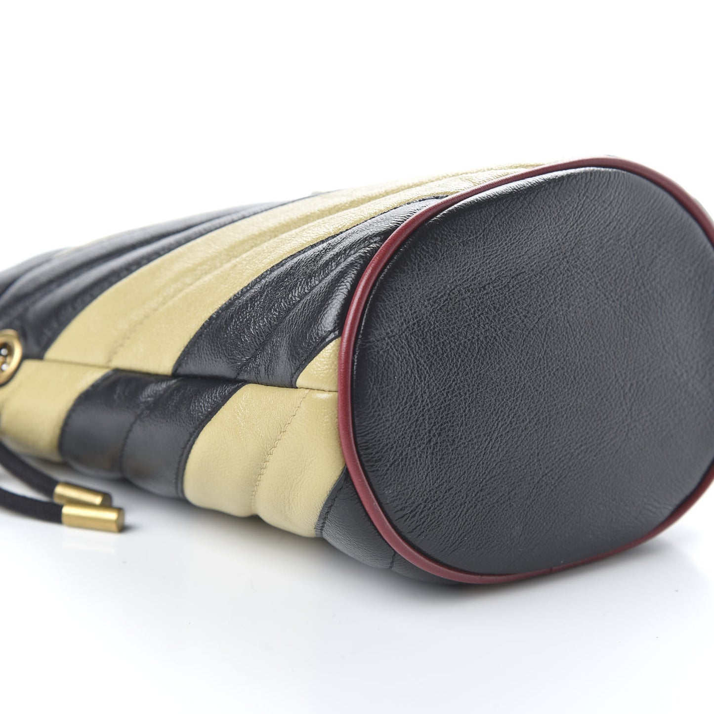 Azalea Calfskin Matelasse Diagonal Patchwork Mini Torchon GG Marmont 2.0 Bucket Bag Black Beige Romantic Cerise