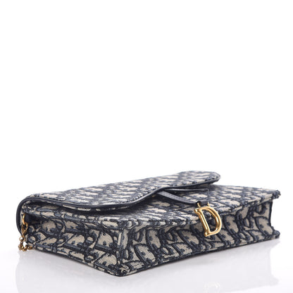 Christian Dior Oblique Saddle Chain Pouch Blue 5 of 12