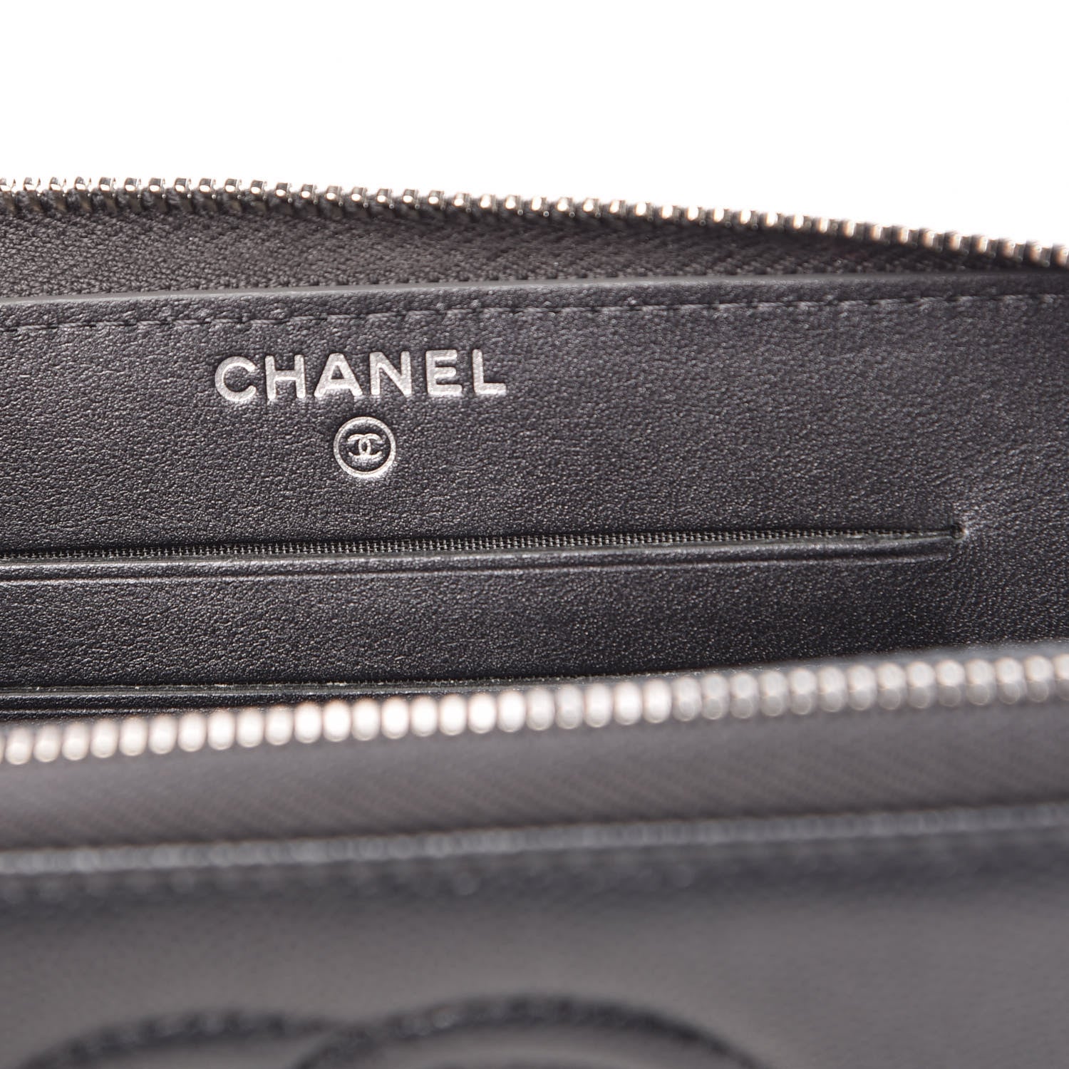 Chanel Metallic Caviar Quilted Medium Zip Around Wallet Dark Grey 6 of 10