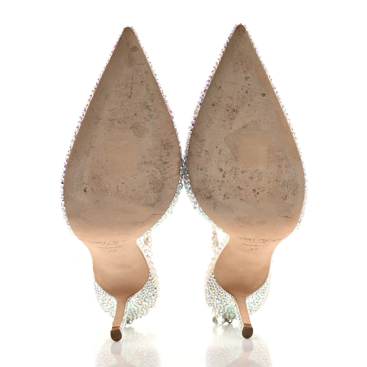 Satin Crystal Saeda 100 Pumps 38 Ivory