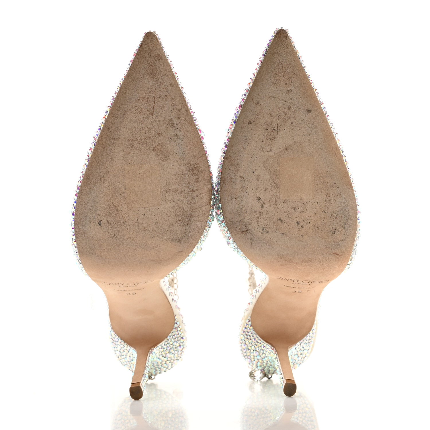 Jimmy Choo Satin Crystal Saeda 100 Pumps 38 Ivory 5 of 11