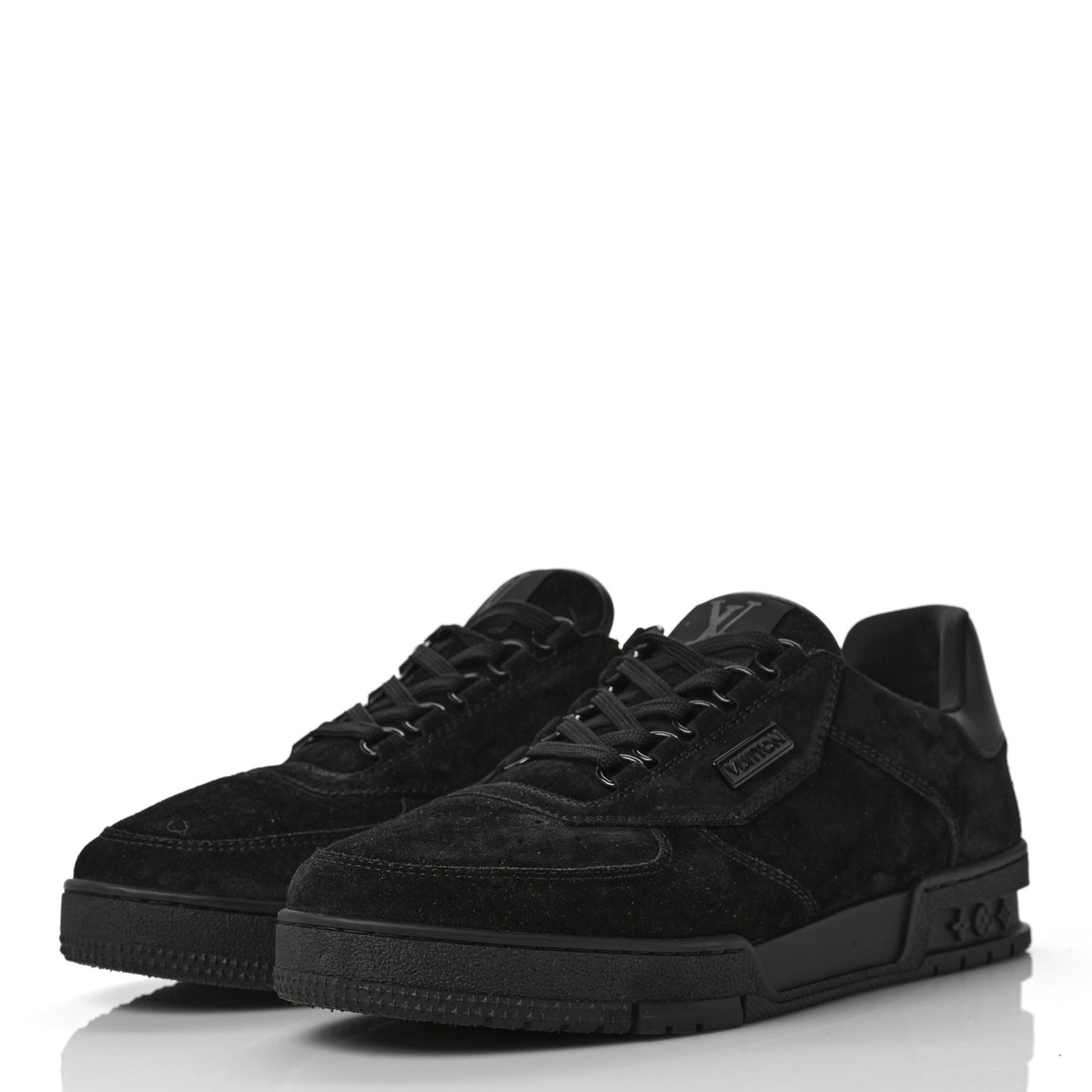 Suede Mens LV Trainer Sneakers 8 Black