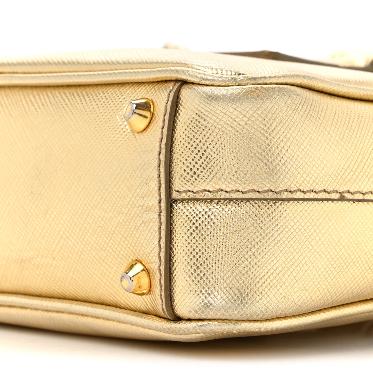 Saffiano Lux Mini Top Handle Crossbody Bag Platino