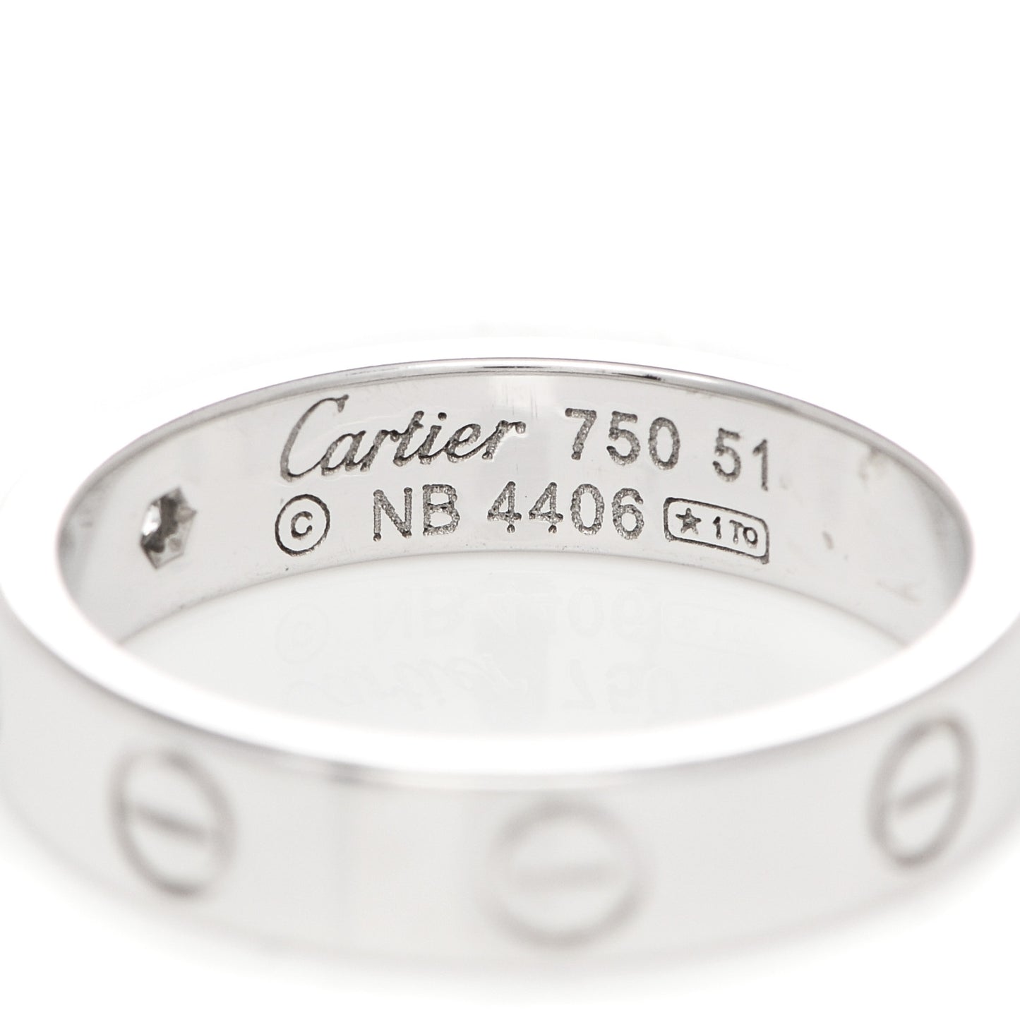 18K White Gold Diamond 4mm LOVE Wedding Band Ring 51 5.75