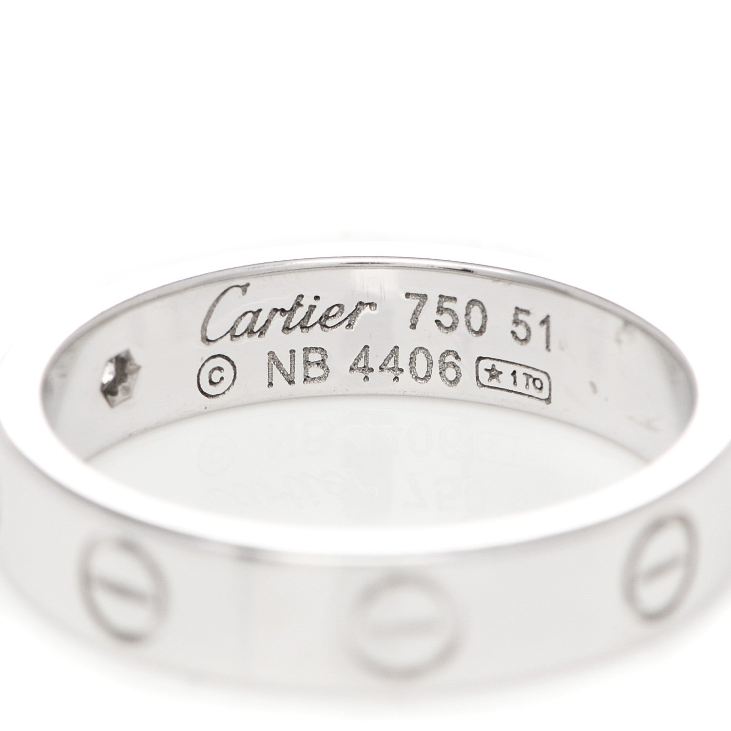 Cartier 18K White Gold Diamond 4mm LOVE Wedding Band Ring 51 5.75 4 of 4