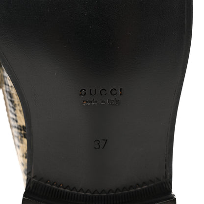 Gucci Calfskin Python Print Womens Script Logo Loafers 37 Beige Avana 6 of 9