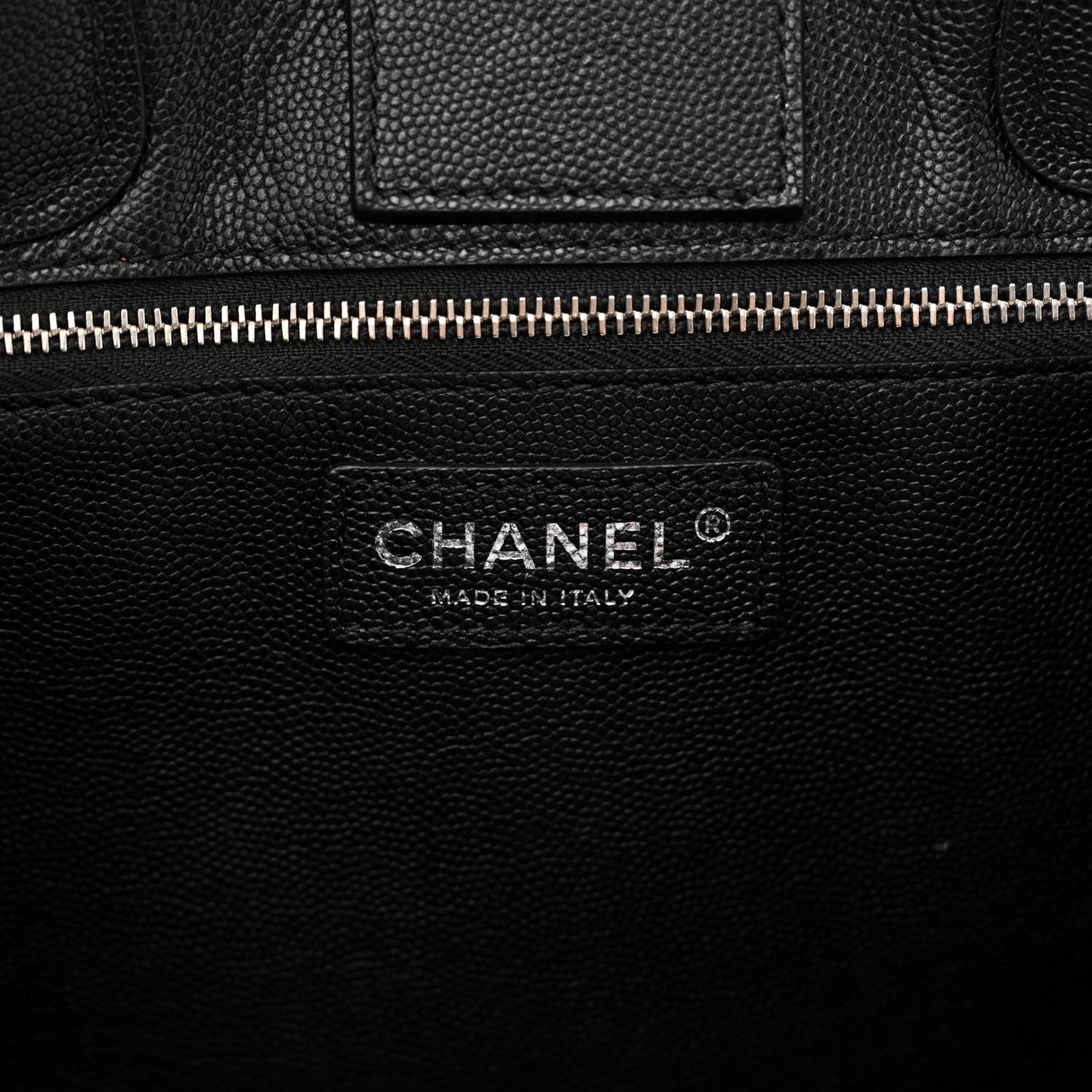 Caviar Stitched Medium Lady Coco Shopping Tote Black