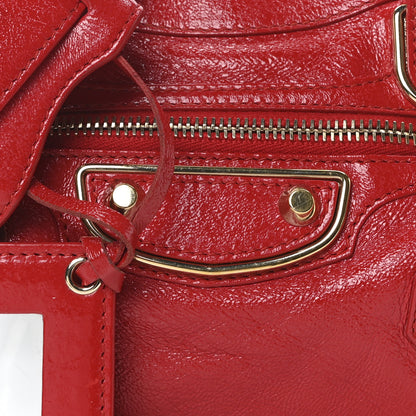 Balenciaga Glossy Nappa Gold Metallic Edge Hardware Mini City Rouge Rubis 10 of 12