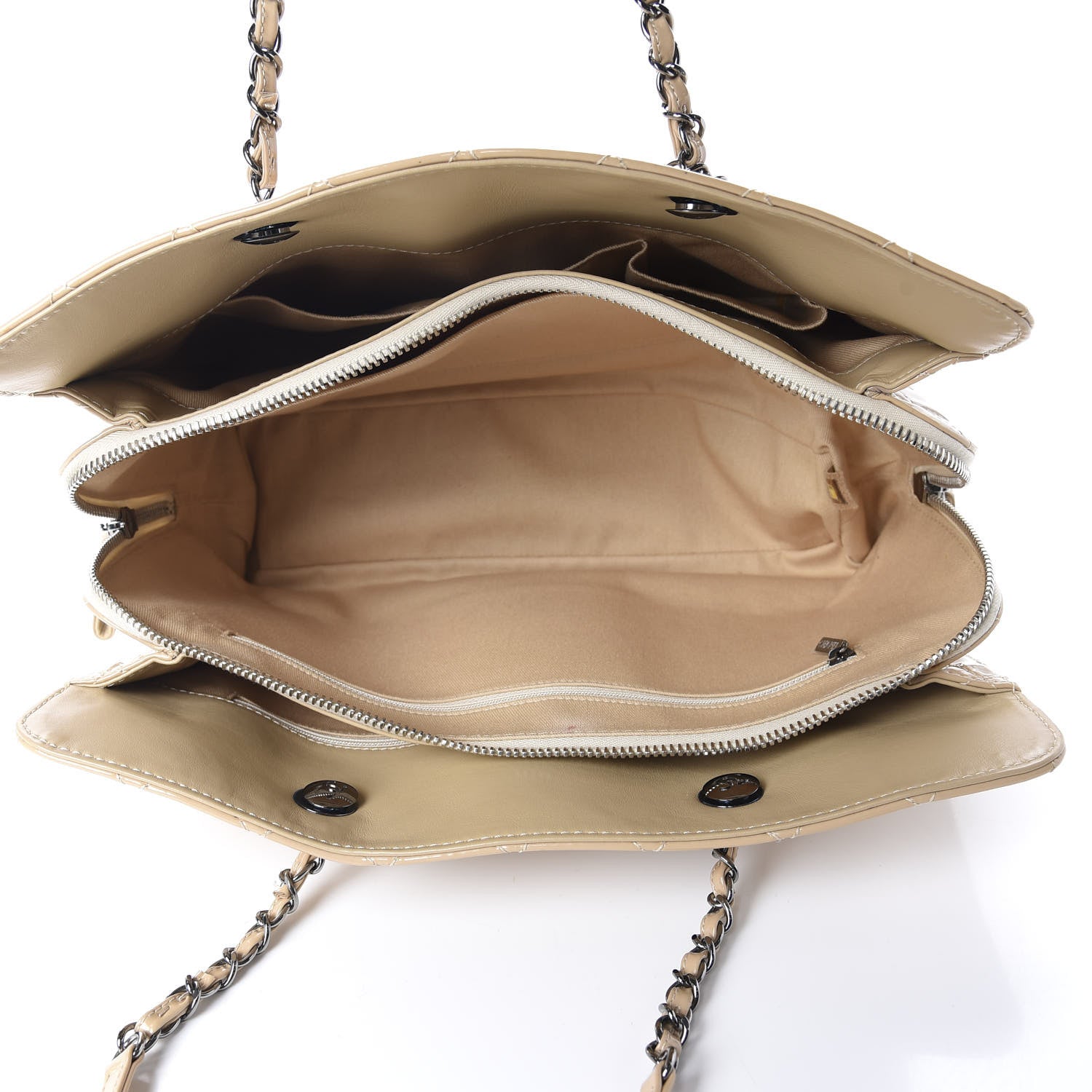 Chanel Patent Calfskin Quilted Shopping Tote Beige 5 of 11