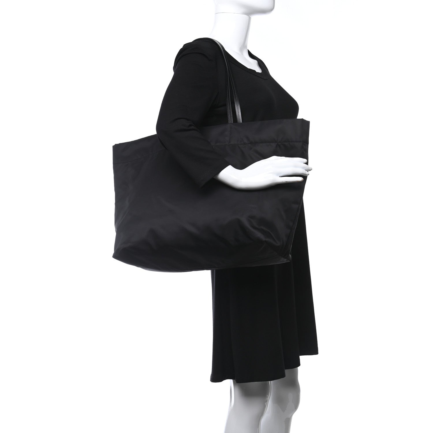 Prada Tessuto Nylon Saffiano Shopping Tote Black 2 of 9