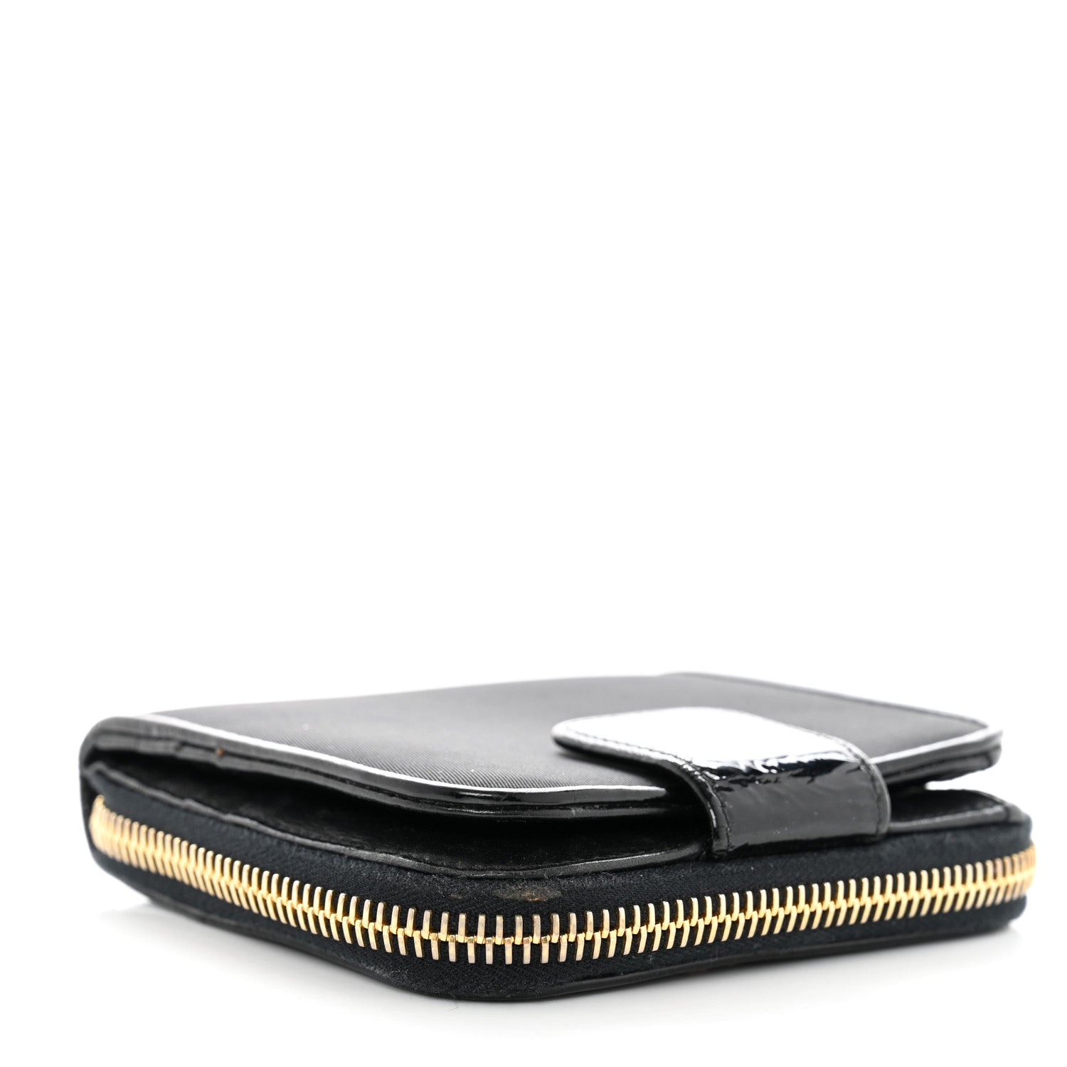 Prada Tessuto Nylon Patent Compact Zip Around Wallet Black 10 of 12