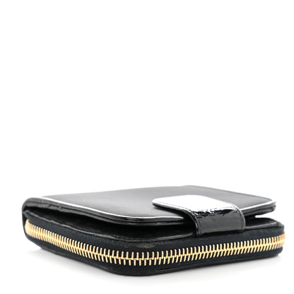 Prada Tessuto Nylon Patent Compact Zip Around Wallet Black 10 of 12