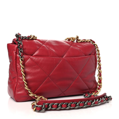 Chanel Goatskin Quilted Large Chanel 19 Flap Red 3 of 10