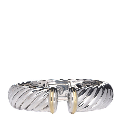 David Yurman Sterling Silver 18K Yellow Gold 15mm Sculpted Cable Cuff Bracelet 1 of 5