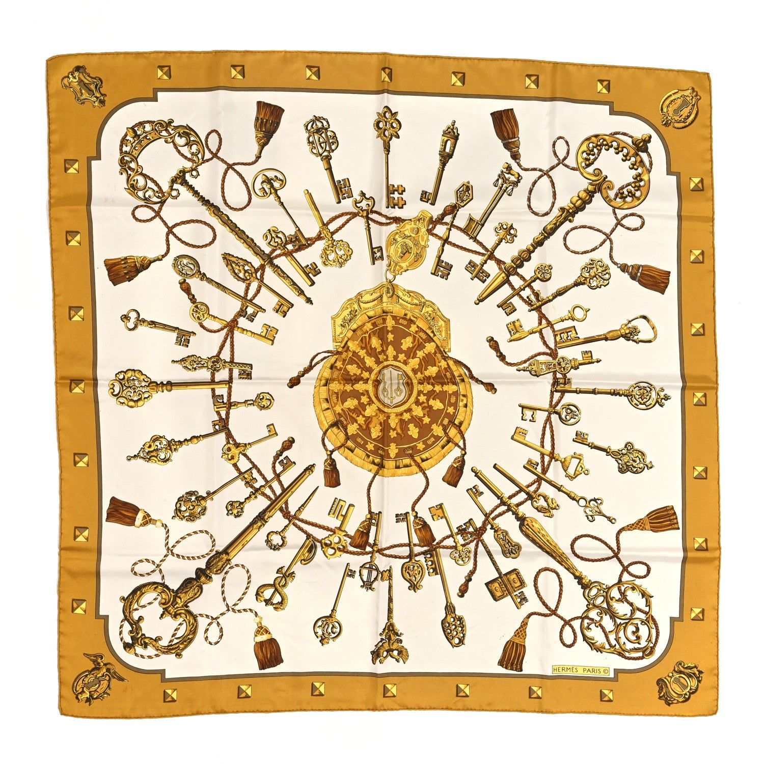 Hermes Silk Les Cles Scarf 90 1166134 – FASHIONPHILE