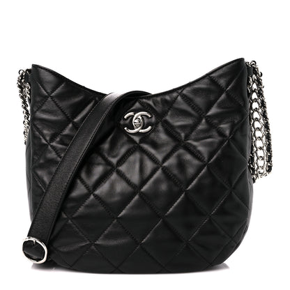 Chanel Lambskin Chain Rows Quilted Chain Hobo Black 1 of 11