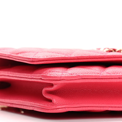 Chanel Caviar Quilted French New Wave Chain CC Wallet On Chain WOC Pink 10 of 12