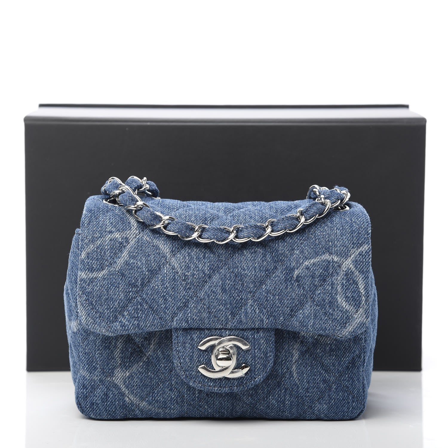 Chanel Denim CC Quilted Mini Square Flap Blue 11 of 11