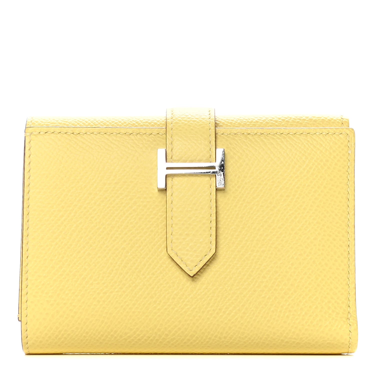 Hermes Epsom Verso Tri-Fold Bearn Compact Wallet Jaune Poussin Nata 1 of 13