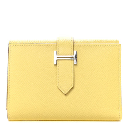 Hermes Epsom Verso Tri-Fold Bearn Compact Wallet Jaune Poussin Nata 1 of 13