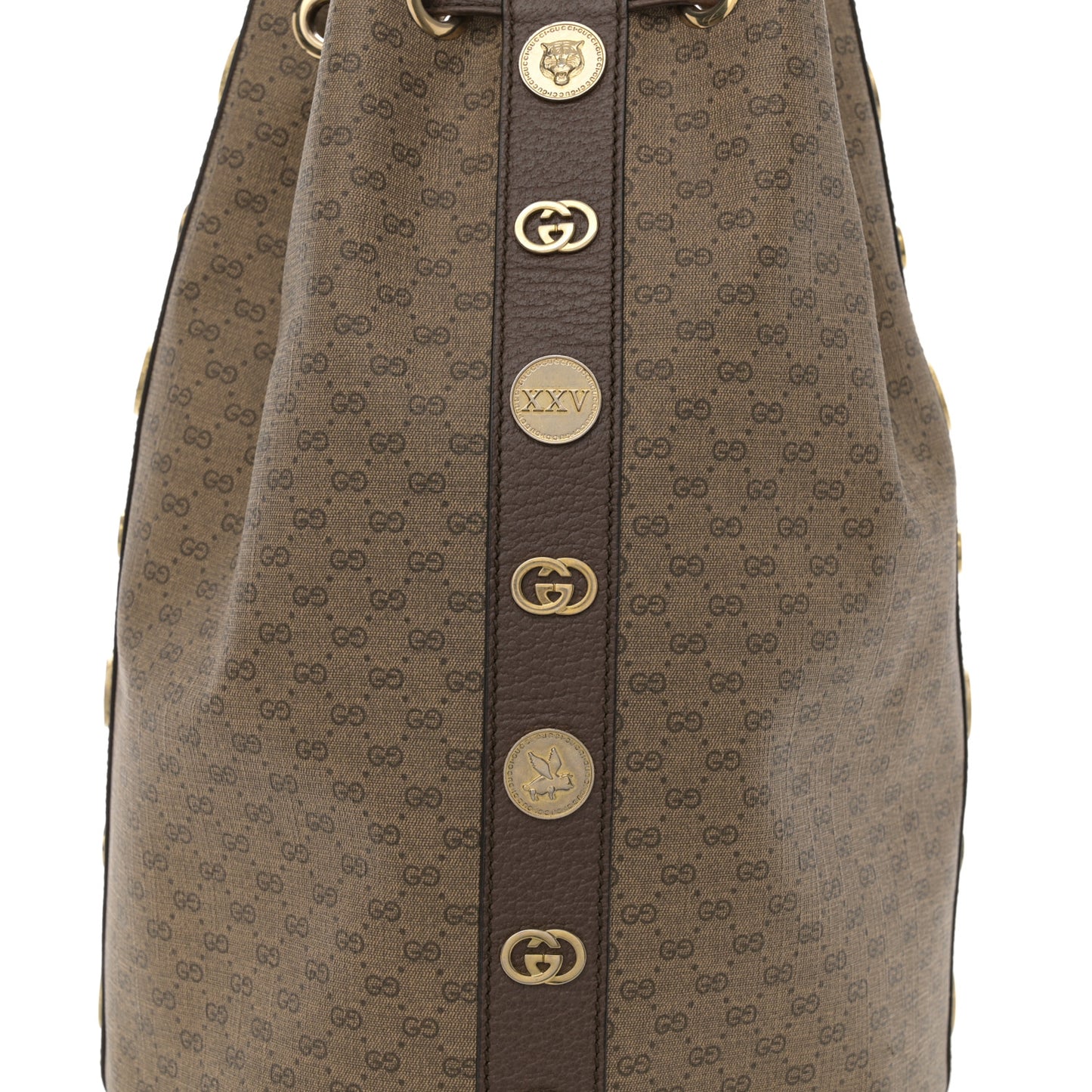 GG Supreme Monogram Drawstring Bucket Backpack Beige New Acero Crop