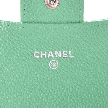 Chanel Caviar Chevron Quilted Card Holder Wallet Light Green 6 of 8