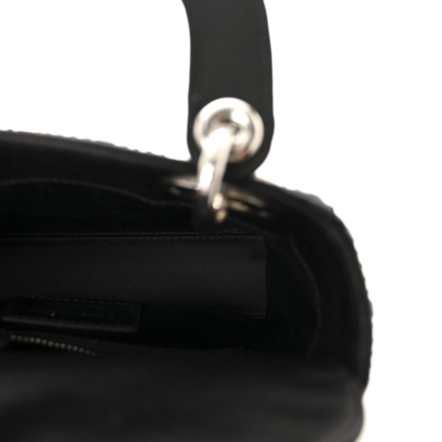 Satin Crystal Cannage Mini Lady Dior Black
