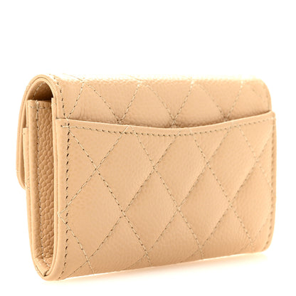 Chanel Caviar Quilted Flap Card Holder Wallet Beige 3 of 10