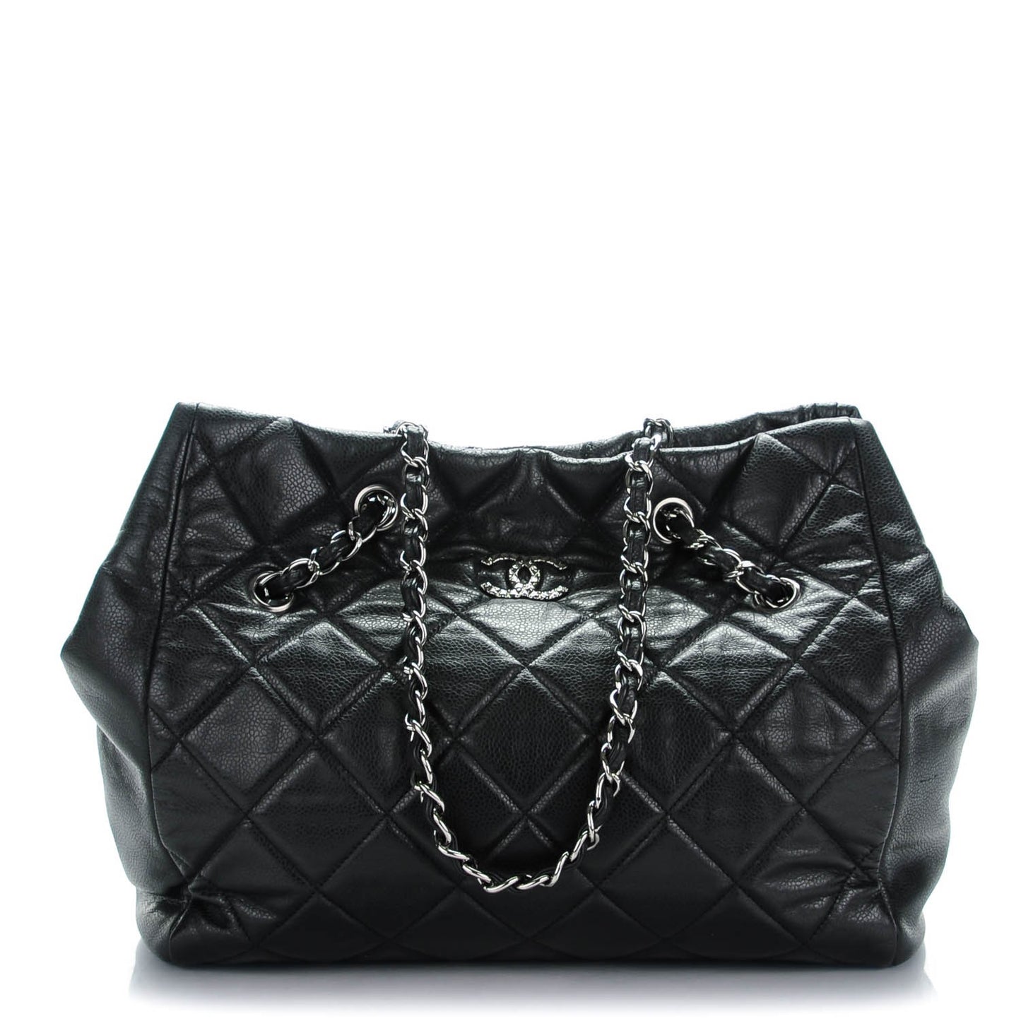 Soft Caviar Quilted Large Cells Tote Black