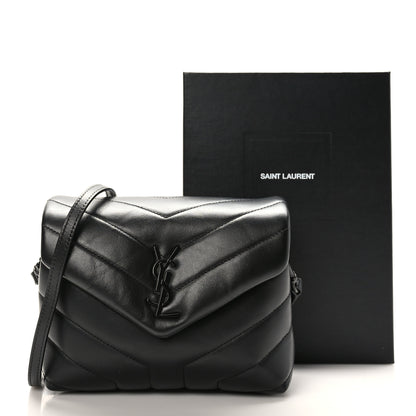 Saint Laurent Calfskin Y Quilted Monogram Monochrome Toy Loulou Crossbody Bag Black 2 of 10