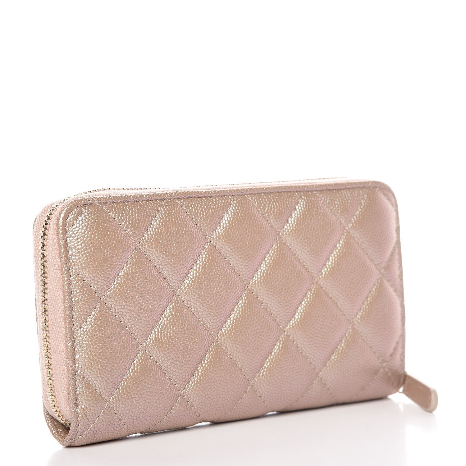 Chanel Iridescent Caviar Quilted Medium Zip Around Wallet Beige 3 of 9