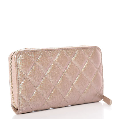 Chanel Iridescent Caviar Quilted Medium Zip Around Wallet Beige 3 of 9