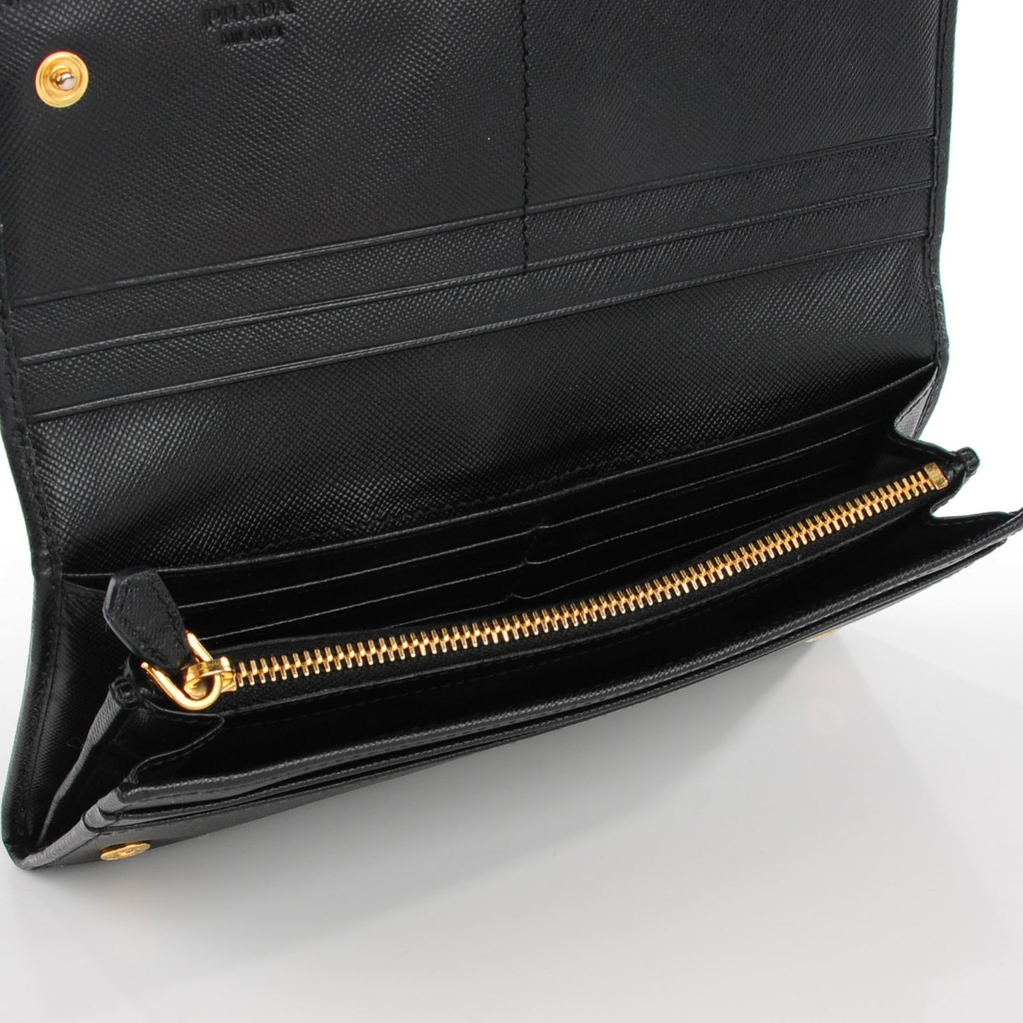 Saffiano Metal Continental Flap Wallet Nero Black