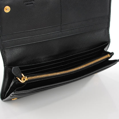 Prada Saffiano Metal Continental Flap Wallet Nero Black 5 of 9