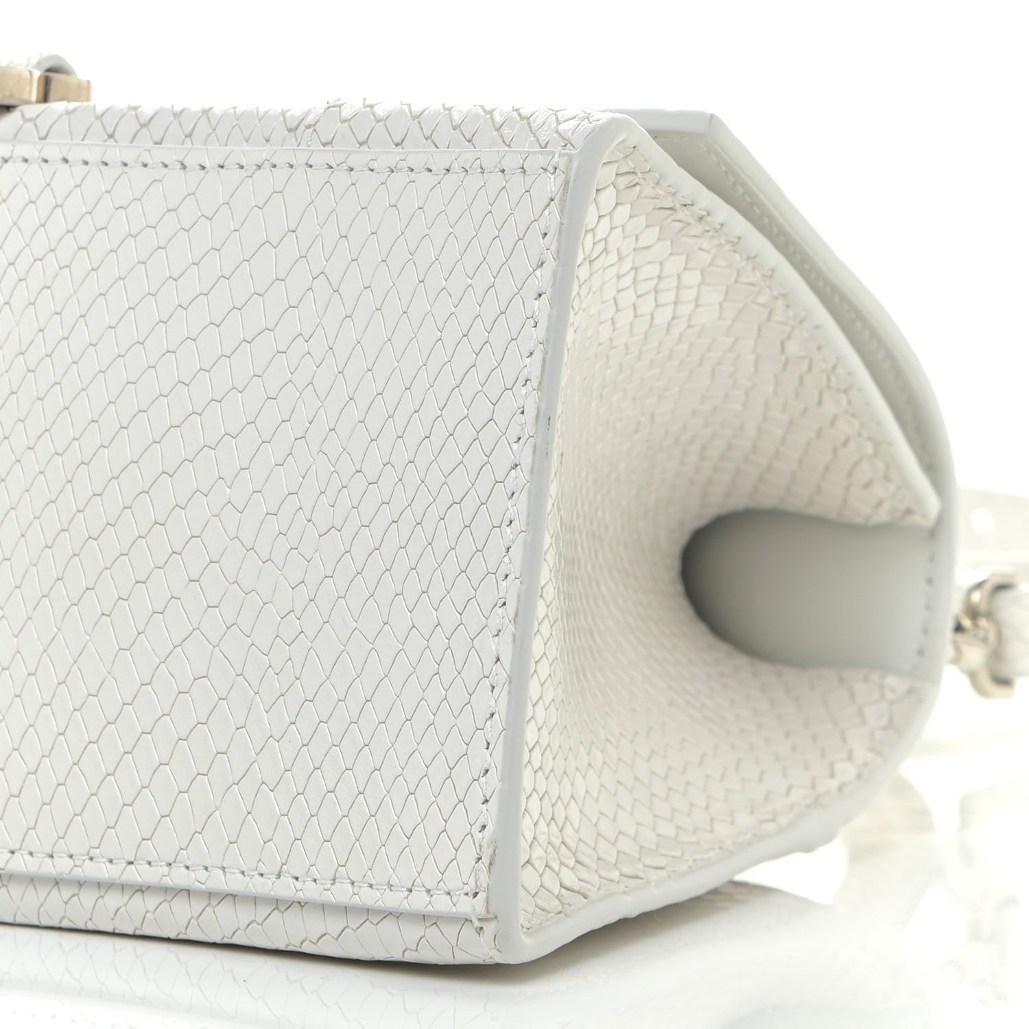 Balenciaga Calfskin Snake Embossed Small Hourglass Top Handle Bag White 9 of 13