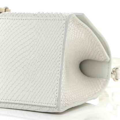 Balenciaga Calfskin Snake Embossed Small Hourglass Top Handle Bag White 9 of 13